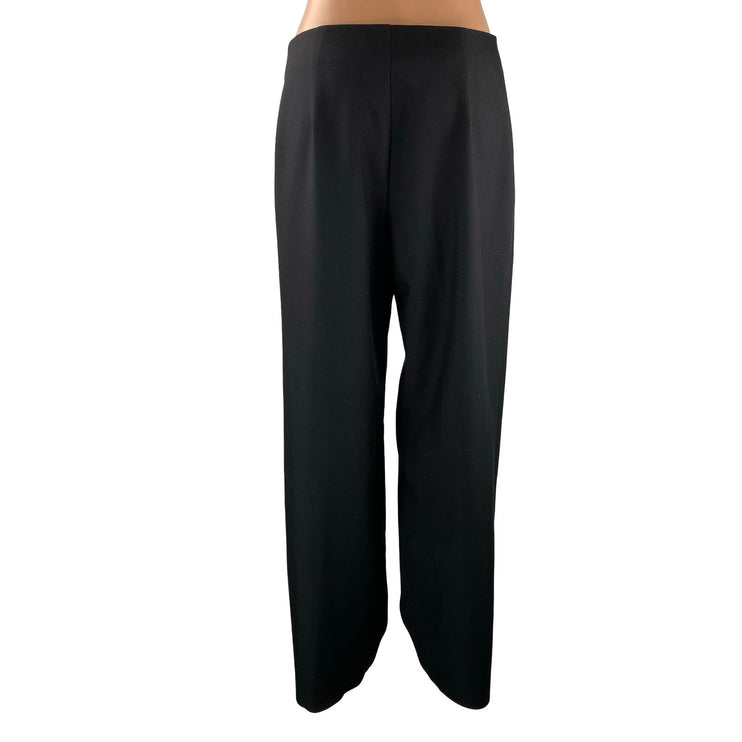 Zara Black High Waist Pleated Straight Palazzo Wide Leg Trousers Dress Pants M
