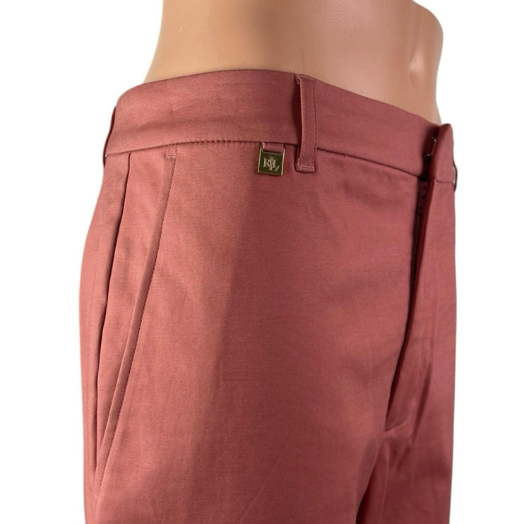 NEW Ralph Lauren Pink Satin High Waisted Straight Trousers Dress Pants Size 12