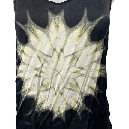 D. Exterior Women's Black Cream Floral Mesh V Neck Sleeveless Tank Top Size Sttt6tygyyfffff