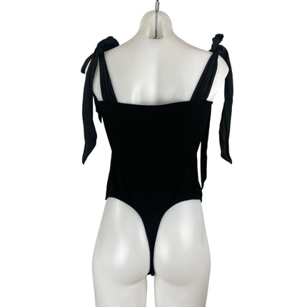 NEW Free People Intimately Lola Black Tie Shoulder Sleeveless Bodysuit Top Sz L