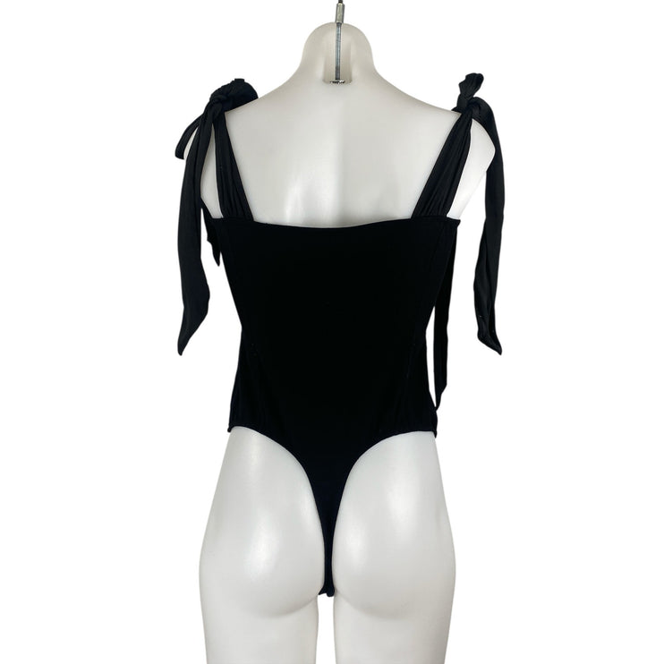 NEW Free People Intimately Lola Black Tie Shoulder Sleeveless Bodysuit Top Sz L