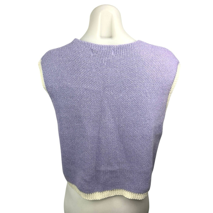 Vintage Closet Purple Sleeveless Button Up Knit Cardigan Sweater Vest Top Sz S/M