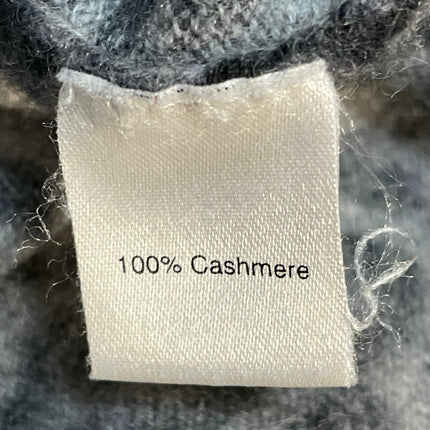 Saks Fifth Avenue Black Gray 100% Cashmere Leopard Long Sleeve Sweater Size L