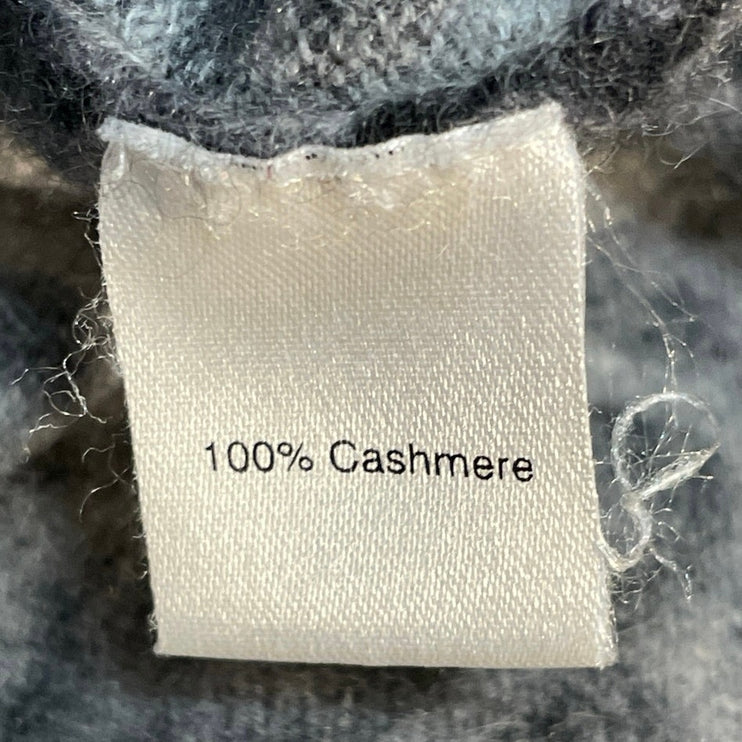 Saks Fifth Avenue Black Gray 100% Cashmere Leopard Long Sleeve Sweater Size L
