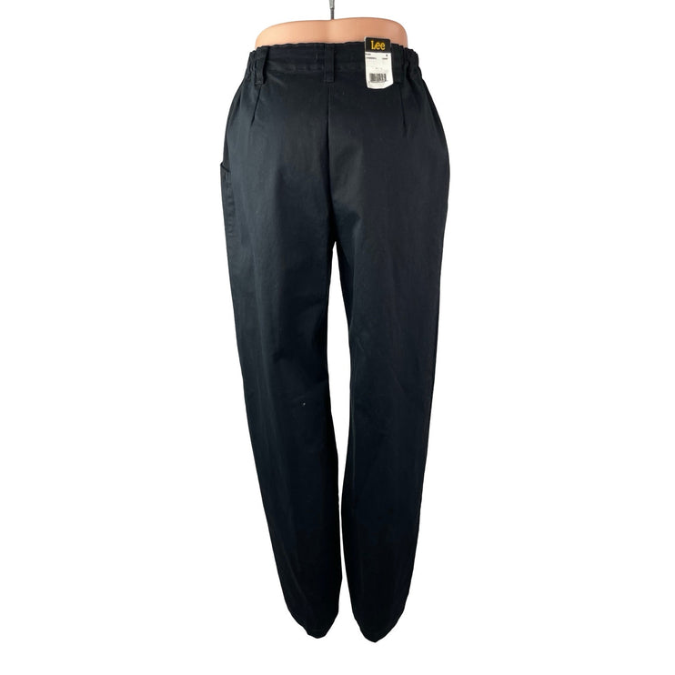 NEW Lee Womes Black Pleated High Rise Relaxed Fit Straight Trousers Pants Size 6