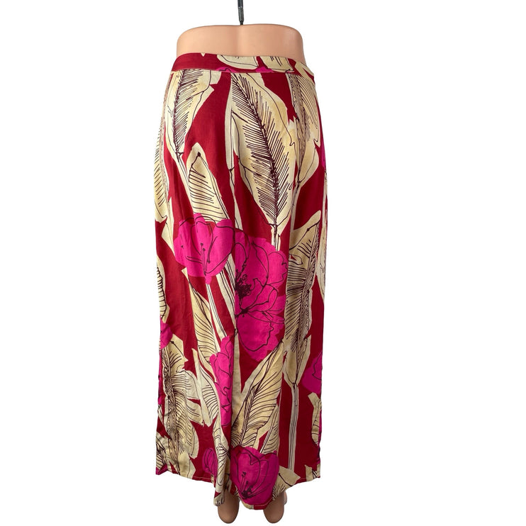 Zara Women's Multicolor Tropical High Rise Button Midi Pencil Straight Skirt S