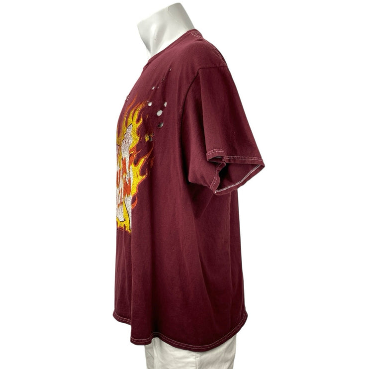 Wu-Tang Clan Mens Red Maroon Short Sleeve Graphic Print T Shirt Tee Top Size S/M