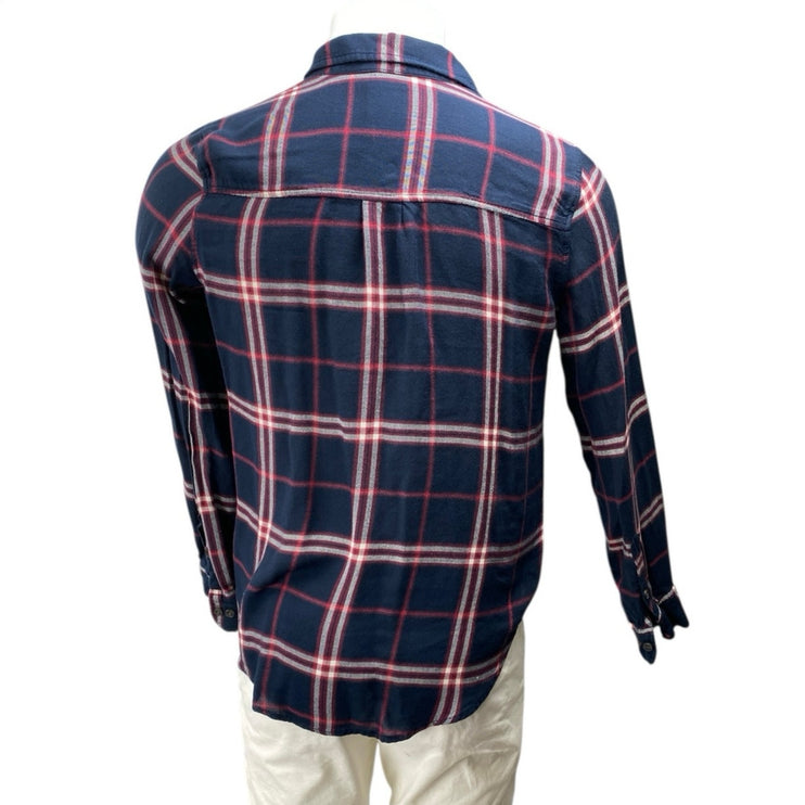 Abercrombie & Fitch Men's Blue Plaid Long Sleeve Button Down Shirt Top Size M