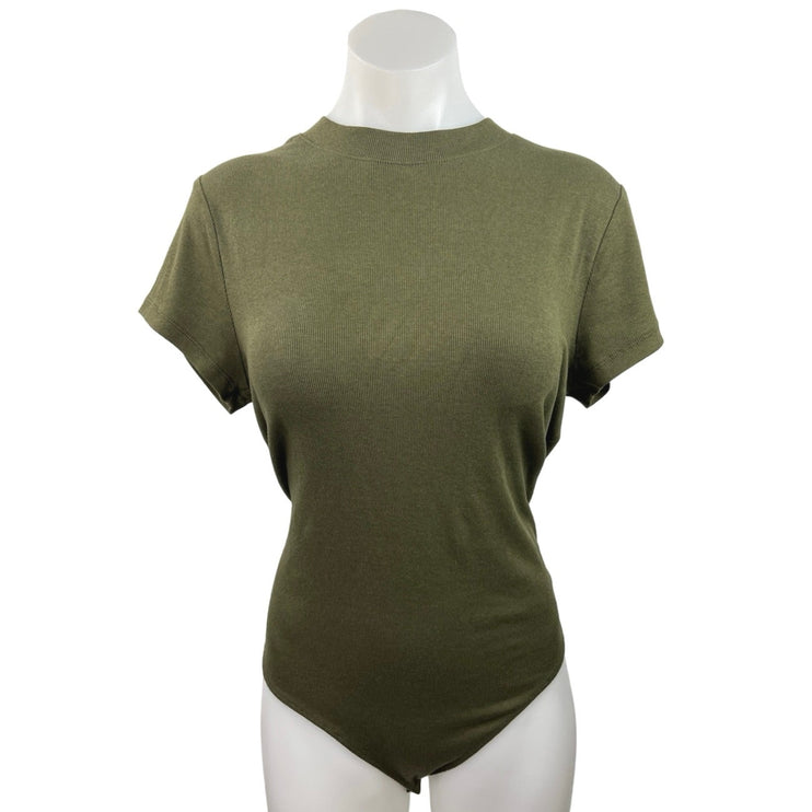 A New Day Women's Green Crew Neck Short Sleeve One Piece Bodysuit Top Size XL