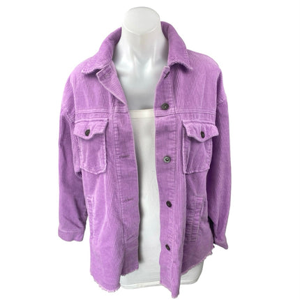 Zara Women's Purple Corduroy Long Sleeve Button Up Shirt Jacket Shacket Size XS
