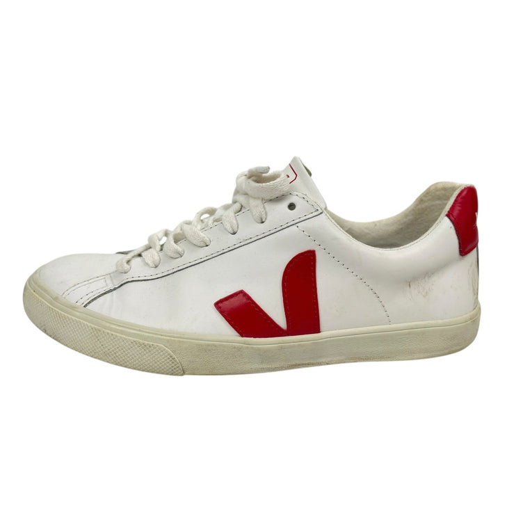 Veja Esplar Women's White Red Leather Lace Up Round Toe Athletic Sneakers Size 9