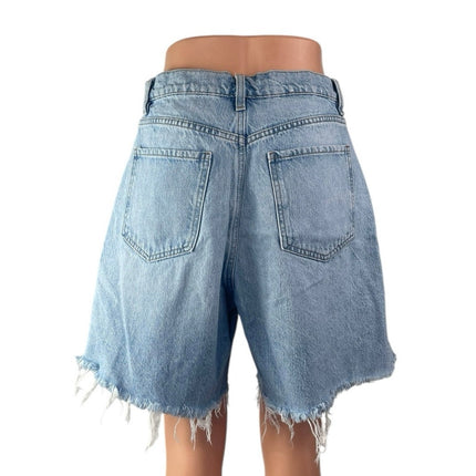 Garage Women's Blue High Rise Raw Hem Cut Off Bermuda Denim Jean Shorts Size 29