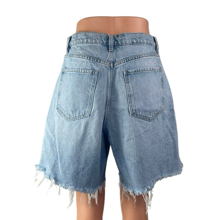 Garage Women's Blue High Rise Raw Hem Cut Off Bermuda Denim Jean Shorts Size 29