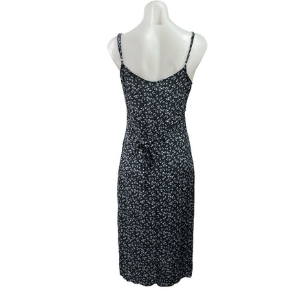 Brandy Melville Black Floral Sleeveless Tie Back Cami Tank Midi Dress Size S