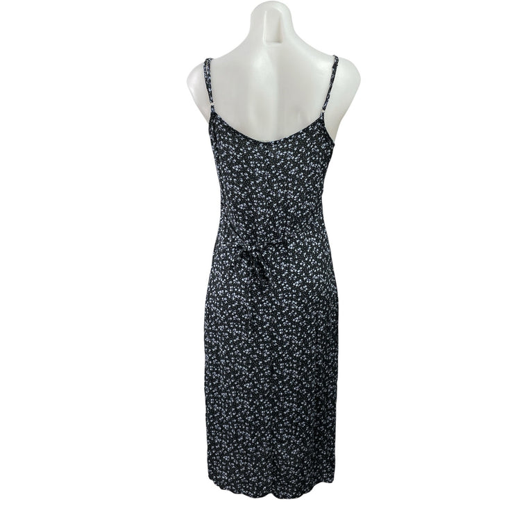 Brandy Melville Black Floral Sleeveless Tie Back Cami Tank Midi Dress Size S
