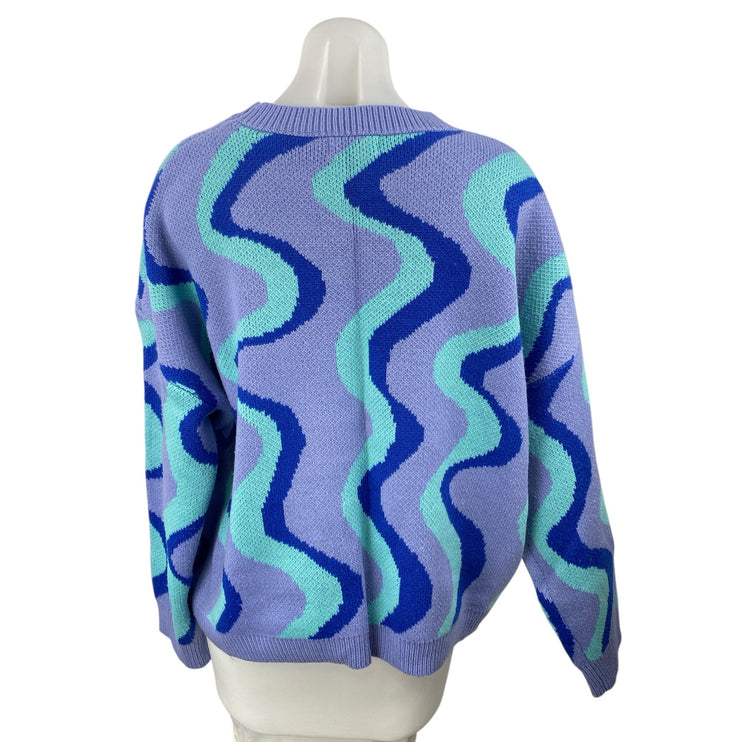 Altar'd State Geo Wavy Knit Womens Abstract Long Sleeve Sweatshirt Sweater Top M