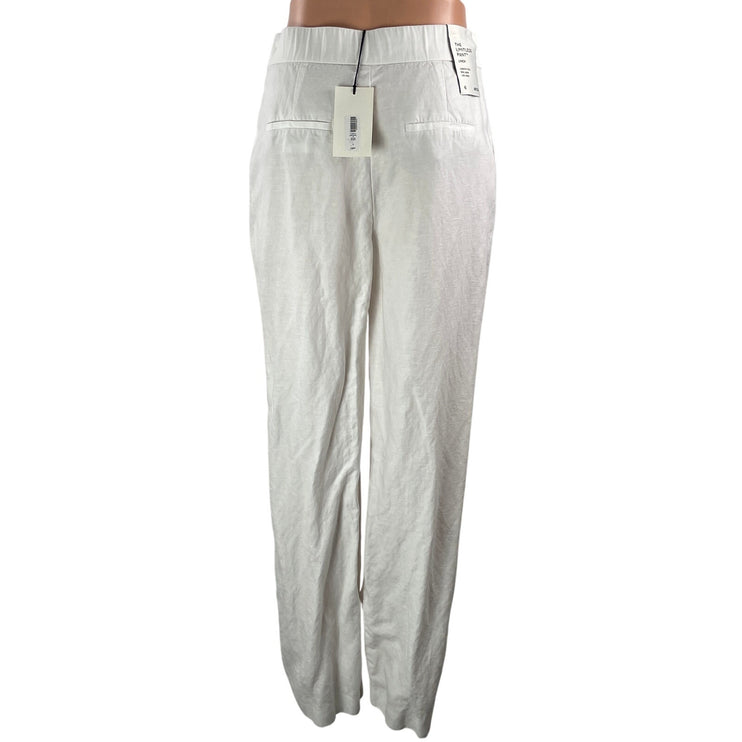 NEW Aritzia The Limitless Women's White High Rise Linen Wide Leg Trouser Pants 6