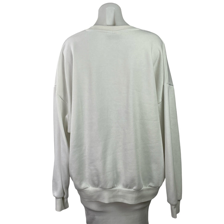 Yale University Women's White Crest Fleece Long Sleeve Crew Neck Sweatshirt L