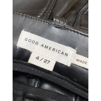 Good American Women's Black High Rise Faux Leather Vegan Trousers Pants Size 4