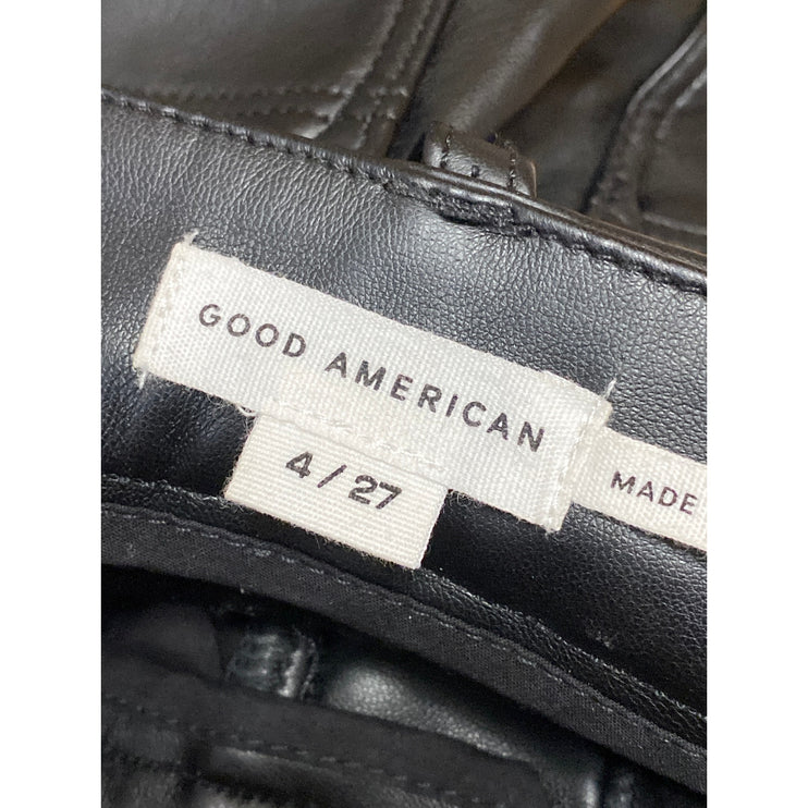 Good American Women's Black High Rise Faux Leather Vegan Trousers Pants Size 4
