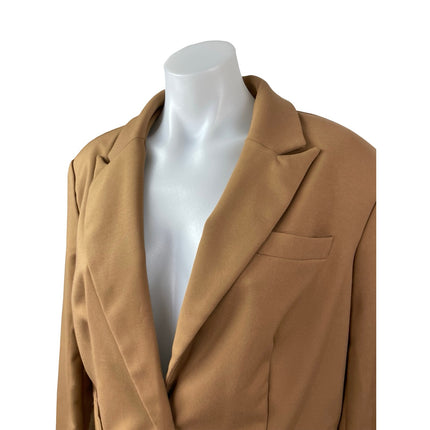 Forever 21 Women's Camel Tan Long Sleeve Peak Lapel Blazer Coat Jacket Size S