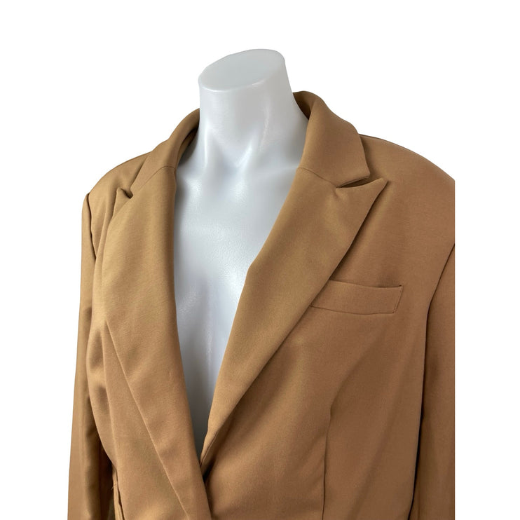 Forever 21 Women's Camel Tan Long Sleeve Peak Lapel Blazer Coat Jacket Size S