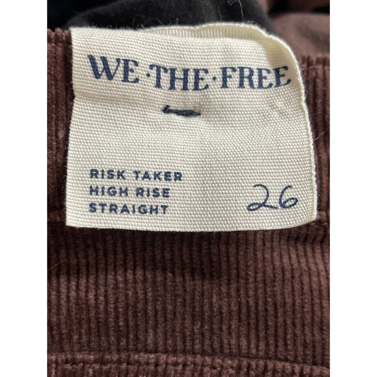 NEW Free People Women's Brown Corduroy High Rise Straight Leg Trousers Pants 26