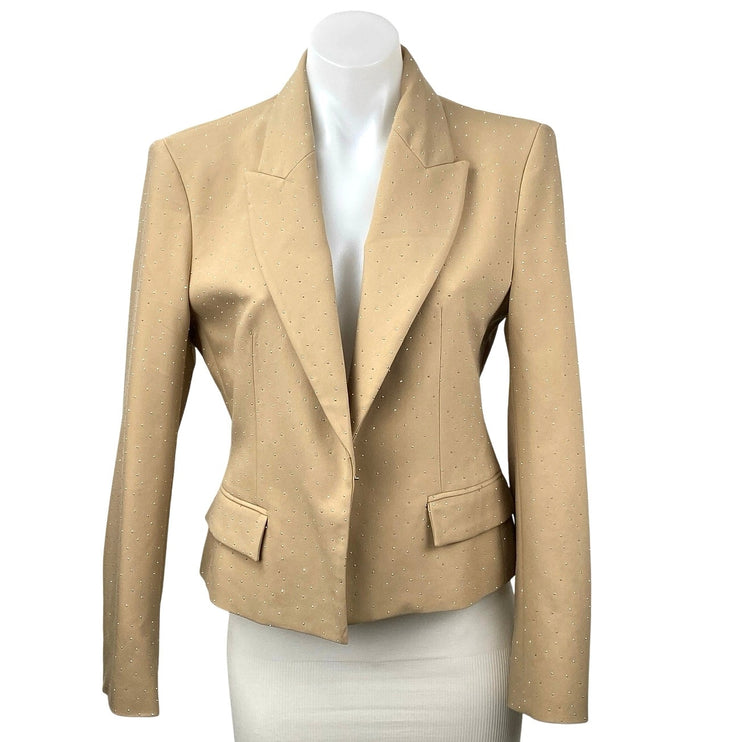 Zara Women's Tan Khaki Long Sleeve Peak Lapel Blazer Coat Suit Jacket Size M