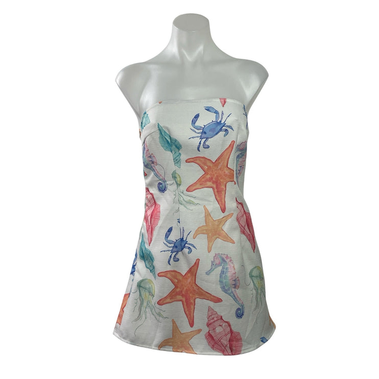 Cider Under The Sea Aquatic Strapless Tube Bandeau A Line Mini Dress Size XS
