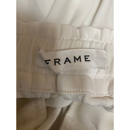 Frame Women's White High Rise Elastic Waist Pull On Wide Leg Trousers Pants S
