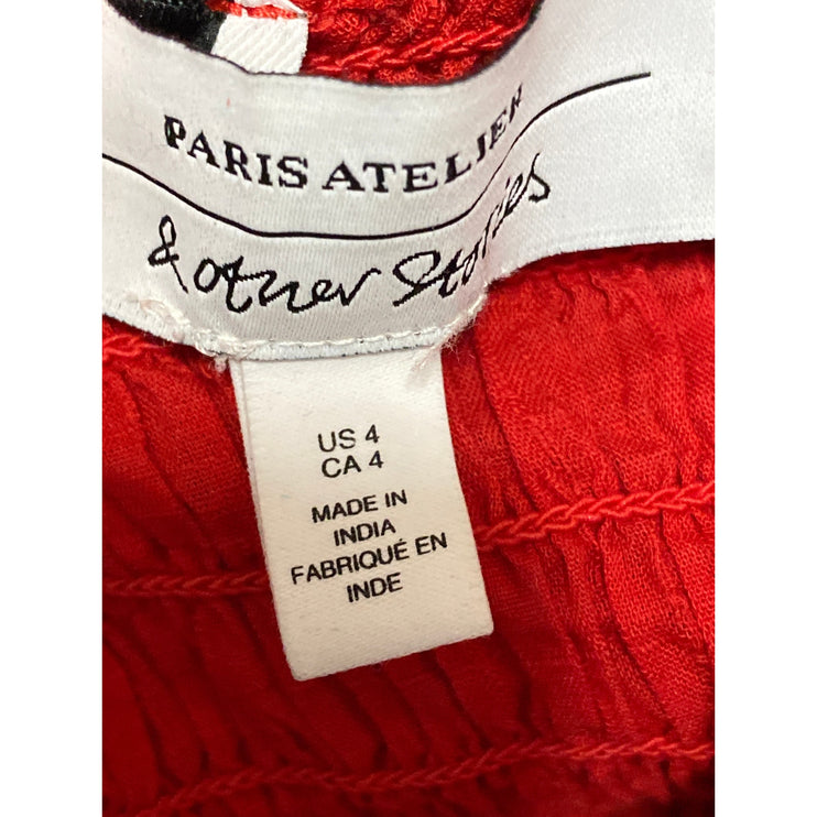 & Other Stories Red Sleeveless Smocked Cami Camisole Tank A Line Midi Dress 4