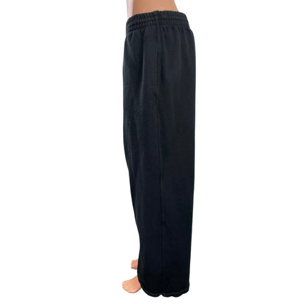 Skims Women's Black Fleece High Waisted Straight Wide Leg Trousers Sweatpants L