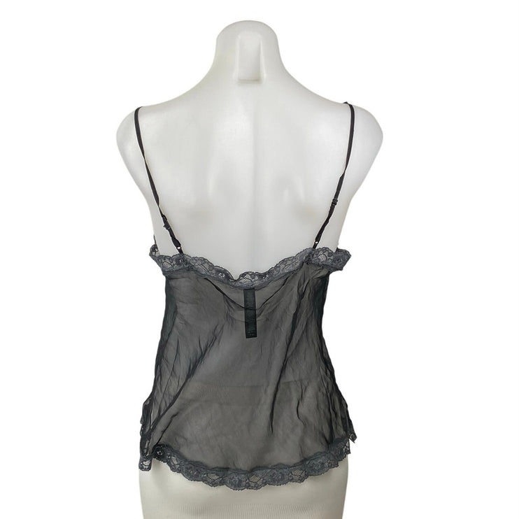Skims Women's Black Lace Mesh Sheer Sleeveless Cami Camisole Slip Tank Top Sz M