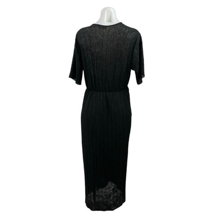 All in Favor Black Short Sleeve V Neck Textured Twist Front Maxi Dress Size S