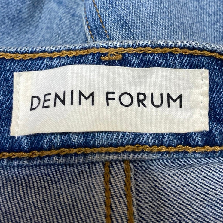 Aritzia Denim Forum The Arlo Blue High Rise Frayed Straight Denim Jeans Pants 24