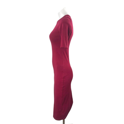 Calvin Klein Jeans Women's Red Short Sleeve Logo T Shirt Bodycon Midi Dress XS