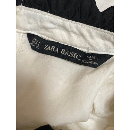 Zara Women's Ivory Ruffled Sheer Flowy High Neck Long Sleeve Shirt Blouse Top L