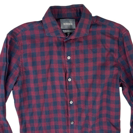 Bonobos Men's Blue Red Tailored Slim Fit Check Plaid Button Down Shirt Top Sz XS