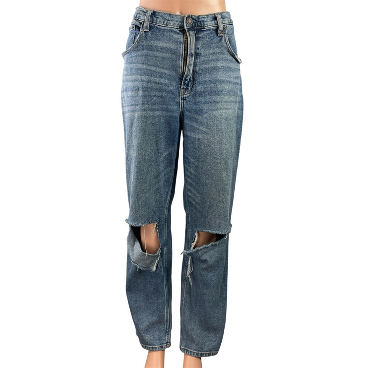 Abercrombie & Fitch 90s Straight Distressed Ultra High Rise Denim Jeans Pants 32
