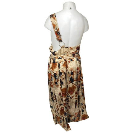 NEW Rebdolls Kiera Multicolor Satin Abstract One Shoulder Maxi Shift Dress 14/16