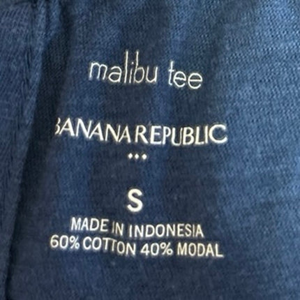 Banana Republic Malibu Tee Blue Tie Back Short Sleeve Peplum Blouse Top Size S