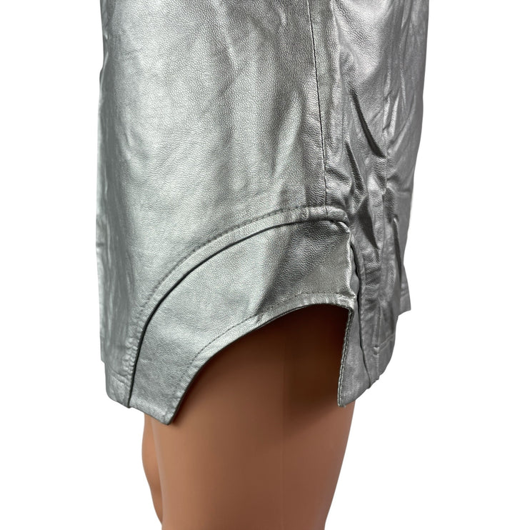 Bel Air Jackson Women's Silver Metallic High Waisted Pencil Mini Skirt Size S/M