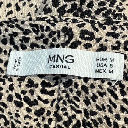 MNG Mango Beige Leopard Animal Print Sleeveless Slit Cami Tank Midi Dress Size 6