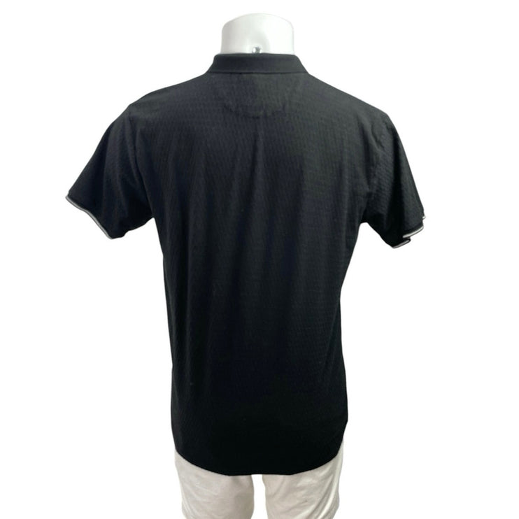 Denim & Flower Ricky Singh Men's Black Short Sleeve Collared Polo Shirt Top Sz M