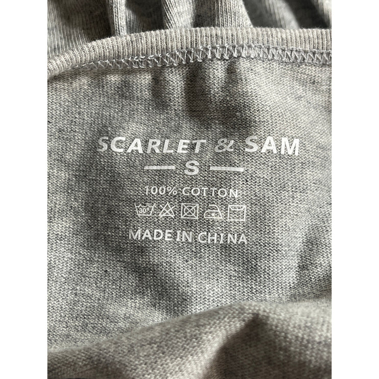 Scarlet & Sam Gray Scrunched Crew Neck Short Sleeve Peplum Tee T-Shirt Top Sz S