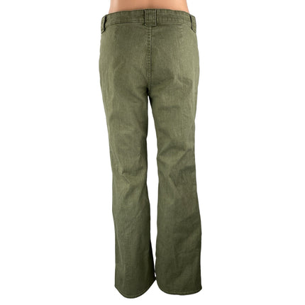H&M Women's Green Mid Rise Pintuck Pocket Flared Bootcut Denim Jeans Size 6