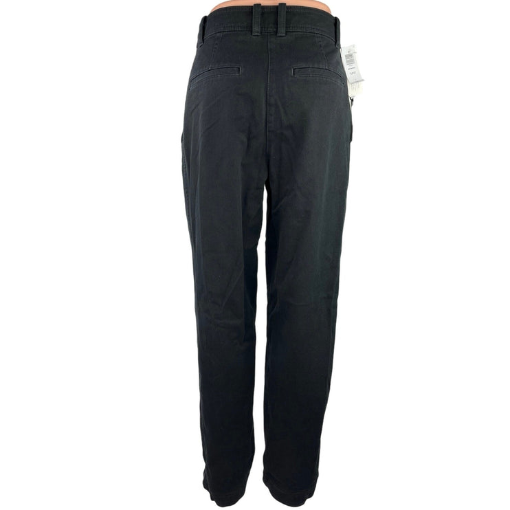 NEW Aritzia Antares Black Pleated Straight Leg High Waist Twill Ankle Pants Sz 2