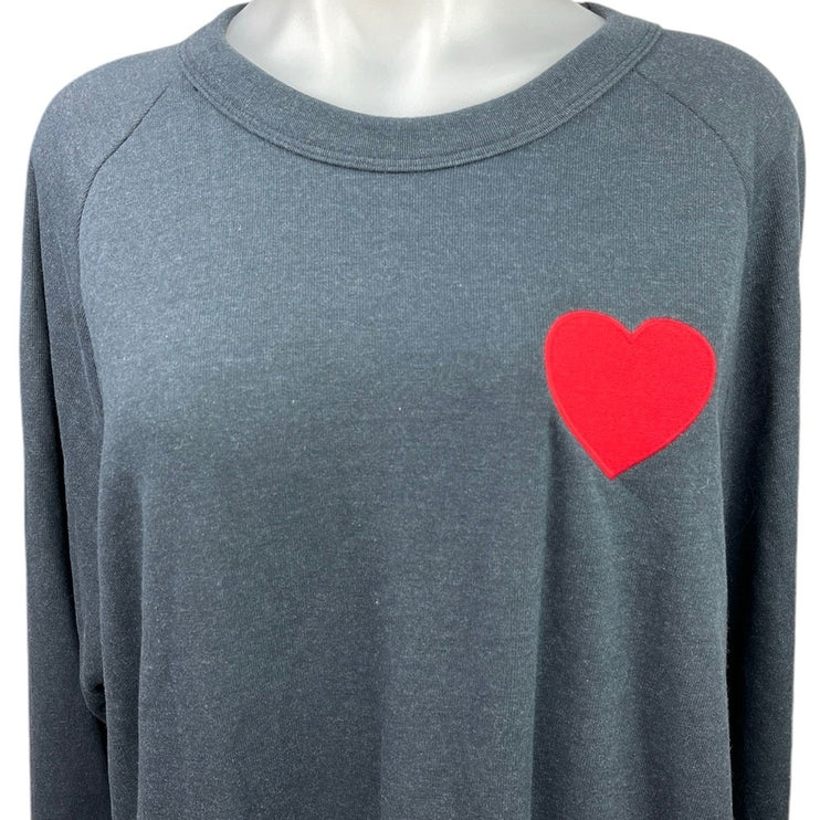 Aviator Nation Blue Raglan Crew Neck Heart Oversized Sweatshirt Top Size XL