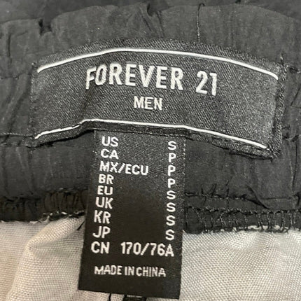Forever 21 Black Textured Drawstring High Waisted Straight Leg Trousers Pants S