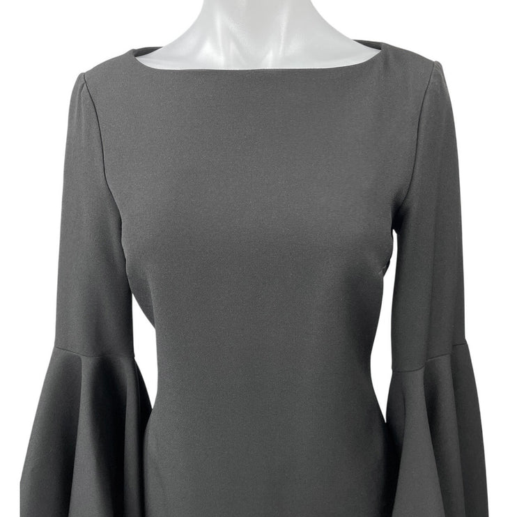 NEW Alberto Makali Black Boatneck Bell Sleeve Mini Bodycon Pencil Sheath Dress 4